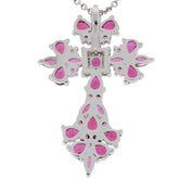Purple Garnet sterling silver pendant featuring intricate floral design and sparkling gemstones, perfect for elegant style.